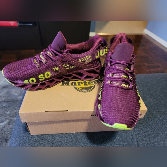 Women's shoes, purple with lime green, size 6 - Picture 6 of 7